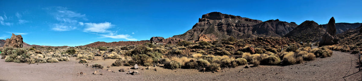 Panoramic view of rock formations in desert