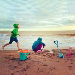 Scenic view of beach against sky