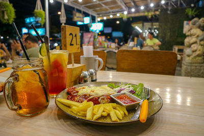 Close-up of food on table in restaurant