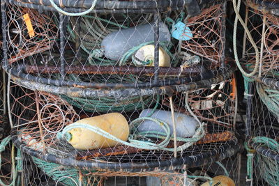 High angle view of fishing net
