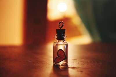 Close-up of bottle on table