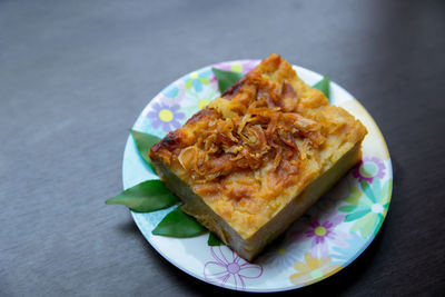 Close-up of food in plate on table