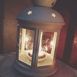 Close-up of illuminated street light