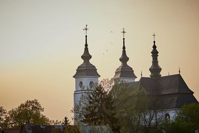 Low angle view of church against clear sky