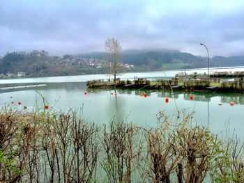 Scenic view of lake against sky