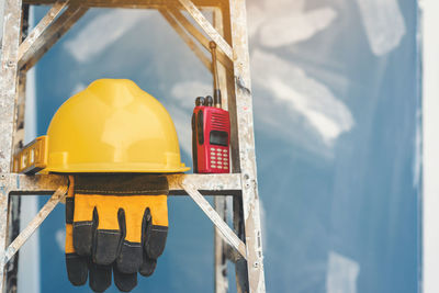 Yellow flags on construction site