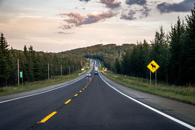 Road amidst trees against sky