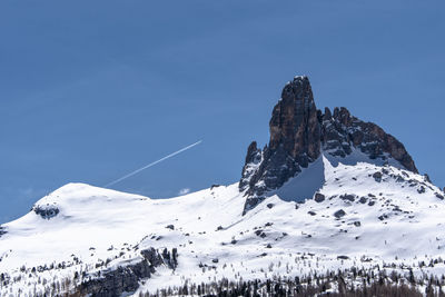 Peaks with snow in the dolomites of cortina d'ampezzo in the upper valle del boite belluno italy