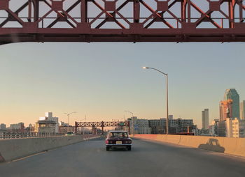 Cars moving on suspension bridge