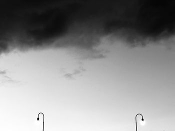 Low angle view of street light against sky