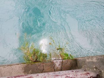 High angle view of swimming pool by sea