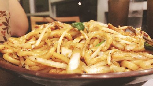 Close-up of noodles in plate