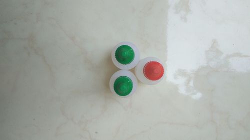 Directly above shot of multi colored candies on table