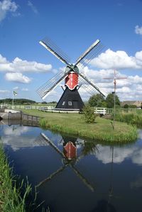 Wind turbines in meadow