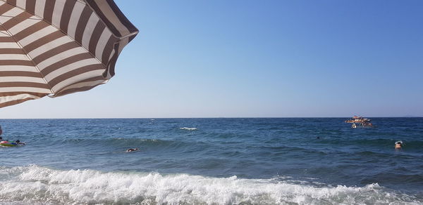 Scenic view of sea against clear sky