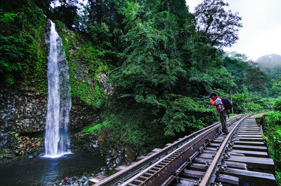 Scenic view of waterfall