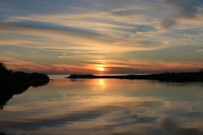 Scenic view of sunset over river