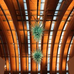 Low angle view of illuminated ceiling