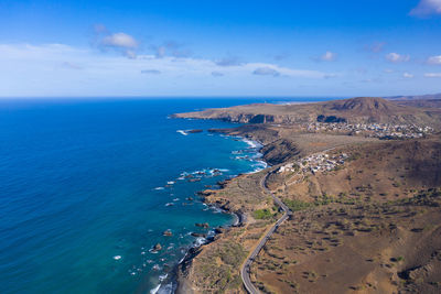 High angle view of beach against sky