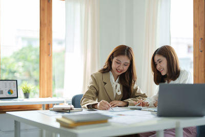 Businesswoman working at office