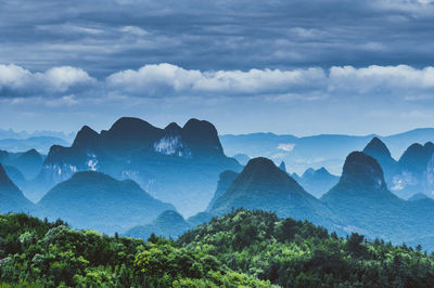 Panoramic shot of mountain range against sky