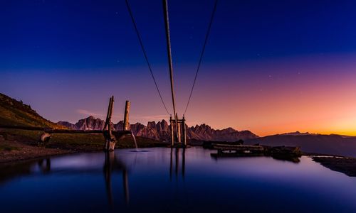 Scenic view of lake against sky at sunset