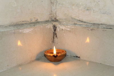 Close-up of illuminated lighting equipment