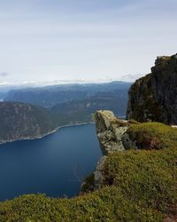 Scenic view of lake against sky