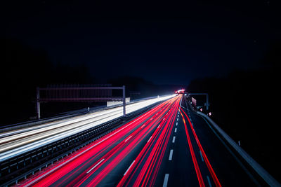 Light trails on highway at night