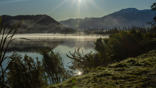 Scenic view of lake against sky