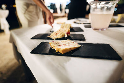 Close-up of ice cream on table