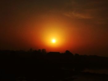 Silhouette of mountain at sunset