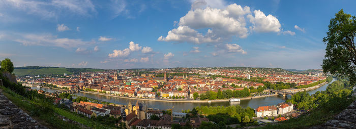 High angle view of townscape against sky