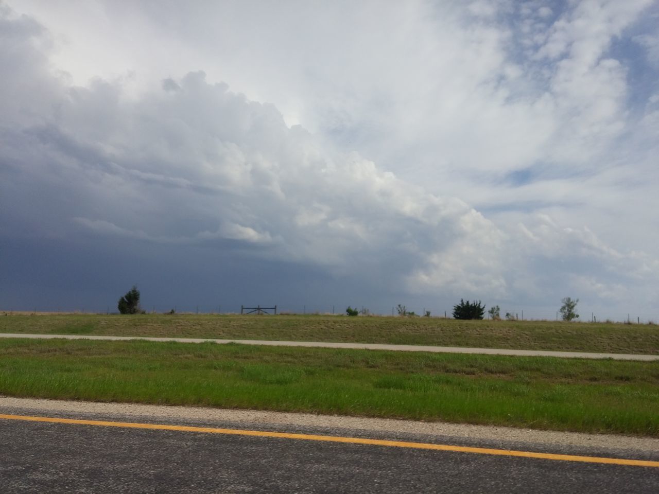 ROAD ON FIELD AGAINST SKY