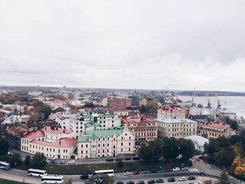 High angle view of cityscape against sky