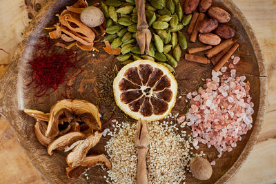 Directly above shot of fruits on table