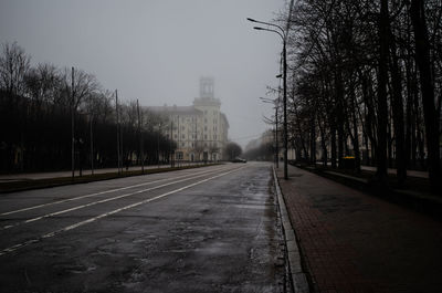 Road passing through city