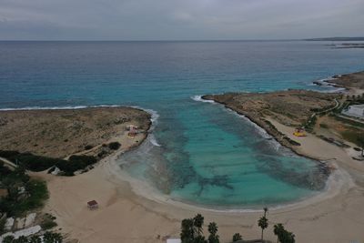 High angle view of beach bay ayia napa 