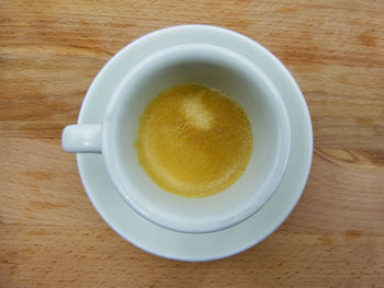 High angle view of coffee on table