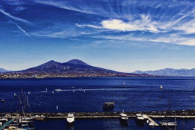 Scenic view of sea against blue sky