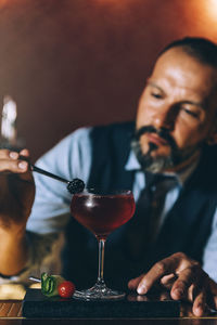 Bartender preparing drink