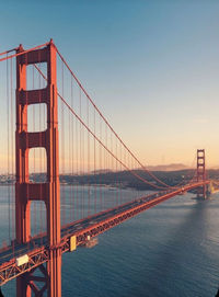 Suspension bridge over river