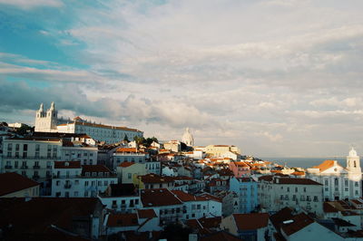 High angle view of townscape against sky