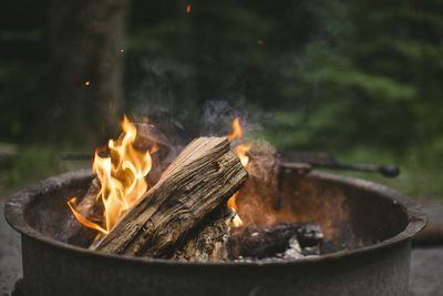 Close-up of campfire at night