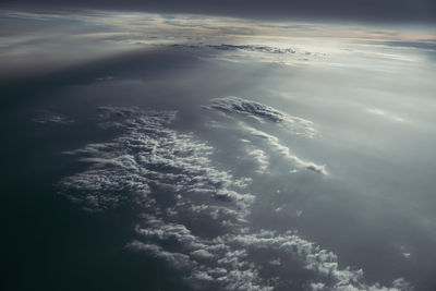 High angle view of cloudscape over sea against sky