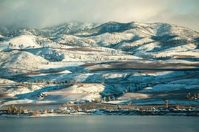 Scenic view of snow covered mountains