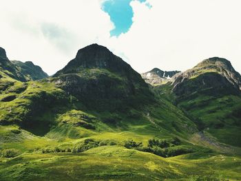 Low angle view of mountains against sky