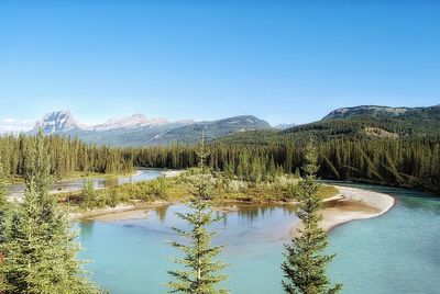 Scenic view of lake against clear sky