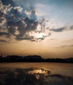 Scenic view of silhouette landscape against sky during sunset