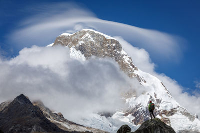 Scenic view of rocks in mountains against sky